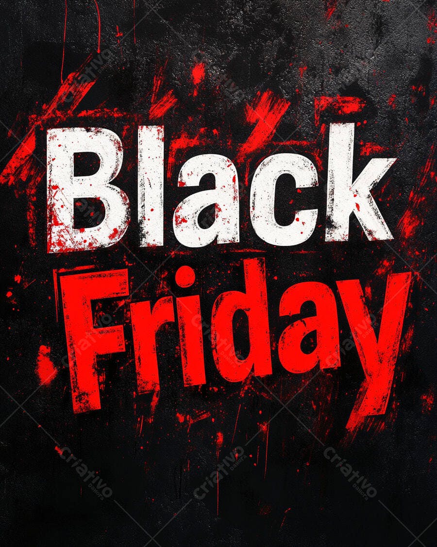 Black Friday texto grunge vermelho e branco em fundo preto texturizado para promoção