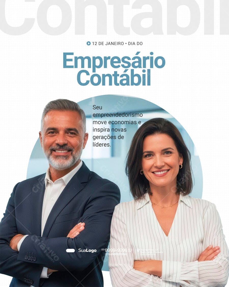 Flyer Dia do Empresário Contábil 12 de Janeiro PSD Editável
