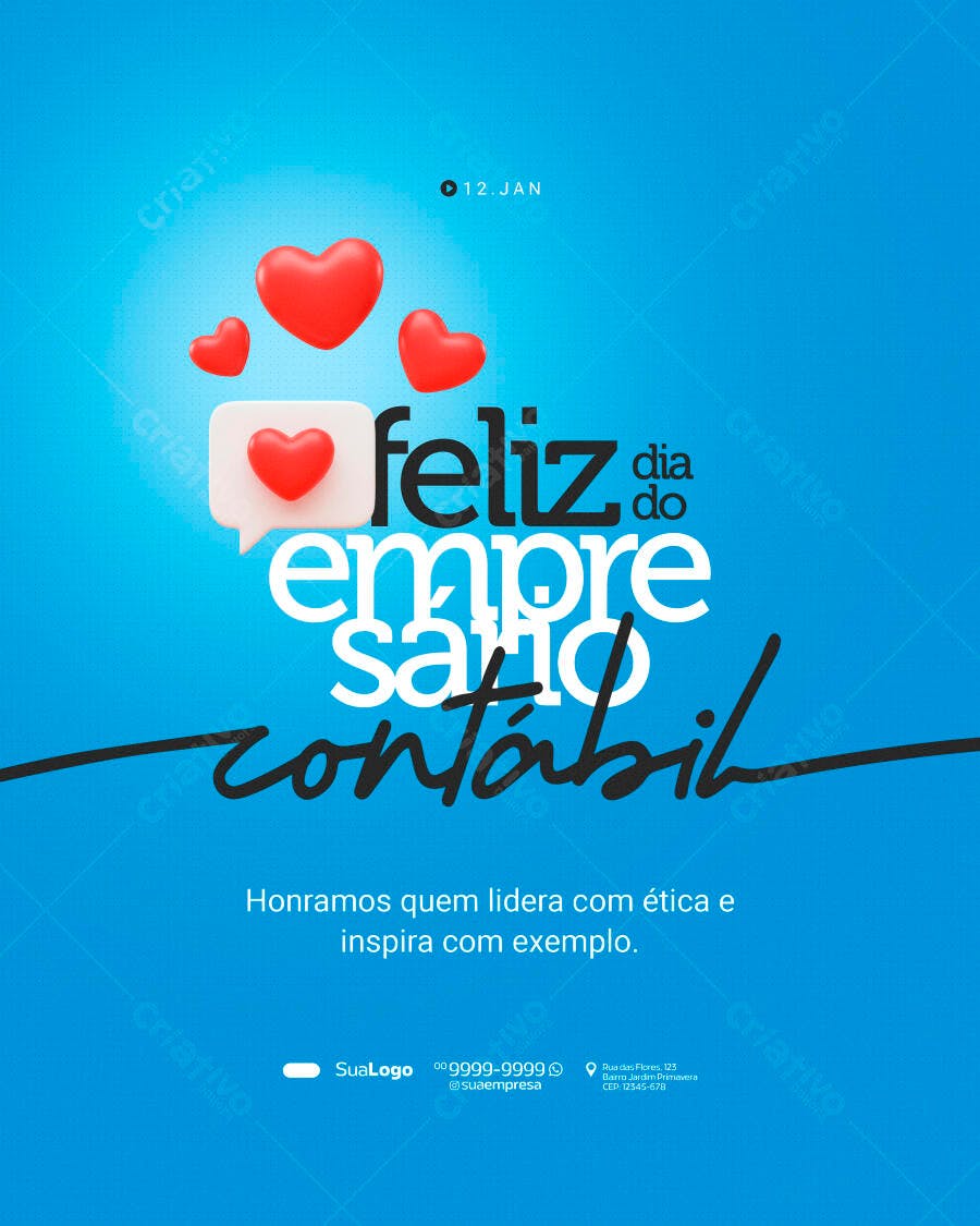 Flyer Dia do Empresário Contábil 12 de Janeiro PSD Editável