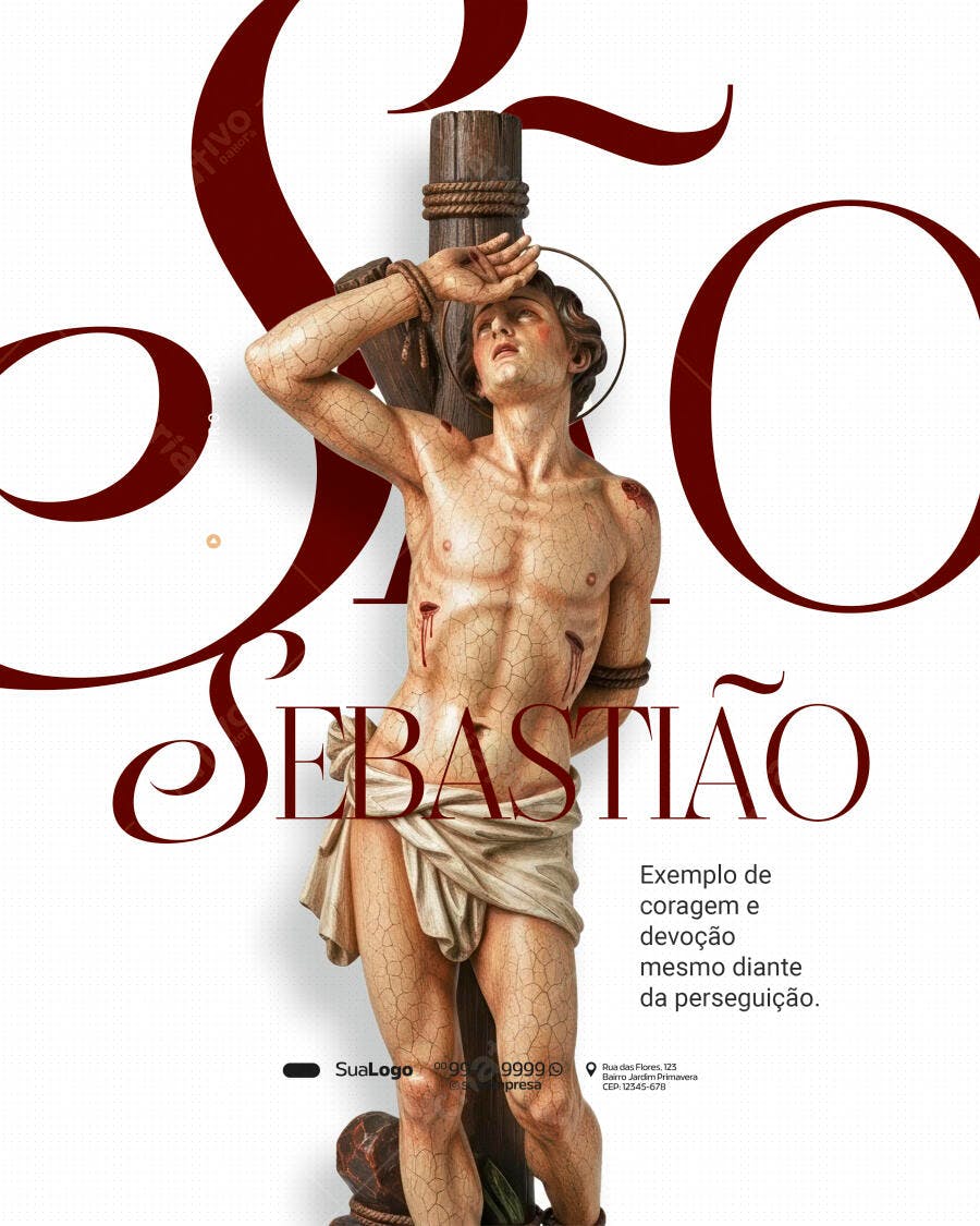 Flyer São Sebastião Coragem Devoção PSD Editável