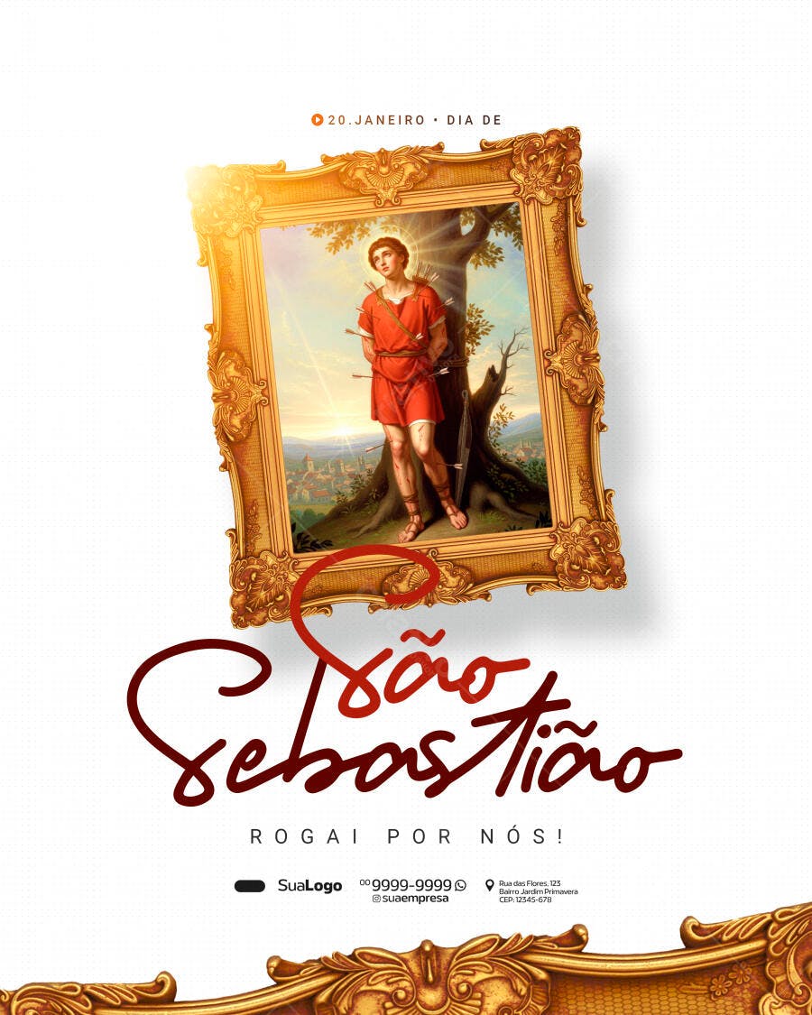 Flyer Dia de São Sebastião Mártir Rogai por Nós PSD Editável