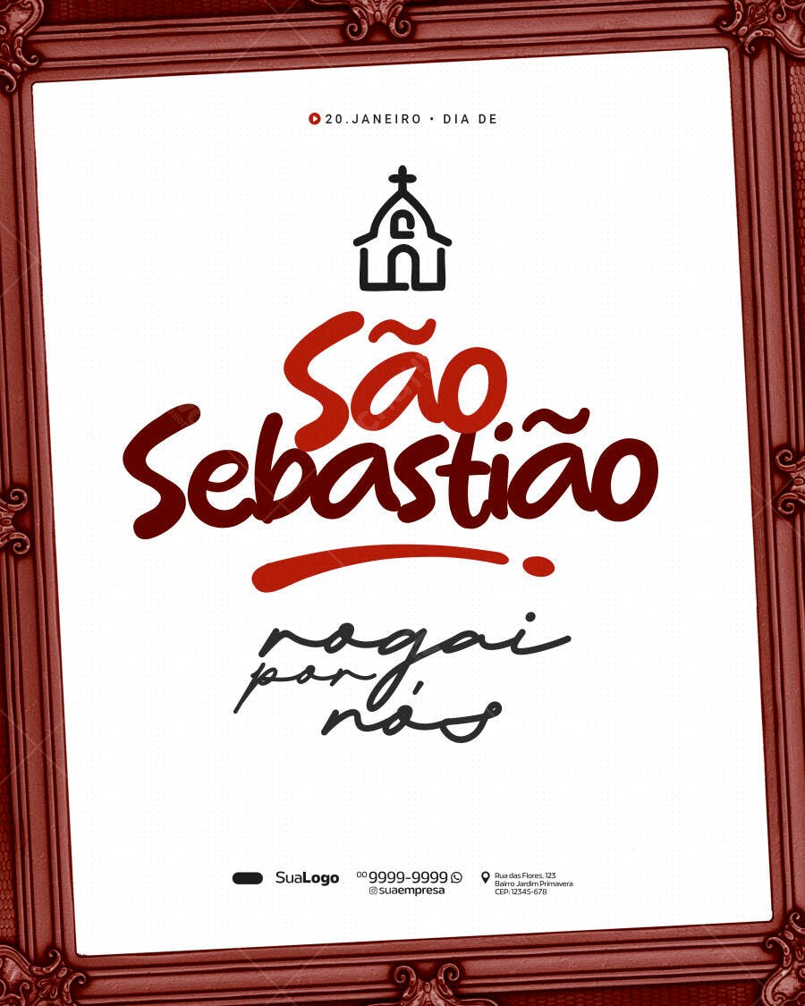 Flyer Dia de São Sebastião 20 de Janeiro PSD Editável