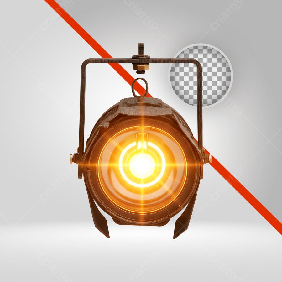 Elemento gráfico Holofote Vintage Luz Amarela PNG com fundo transparente