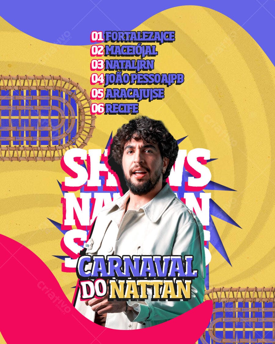 Flyer para Carnaval do Nattan Shows PSD Editável