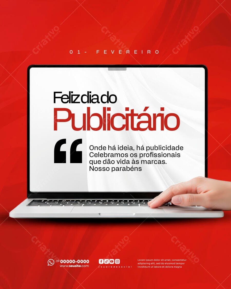 Flyer Dia do Publicitário 01 de Fevereiro PSD Editável