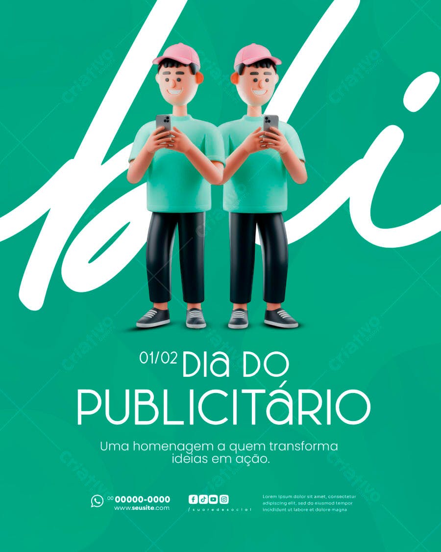 Flyer Dia do Publicitário com Bonecos 3D PSD Editável