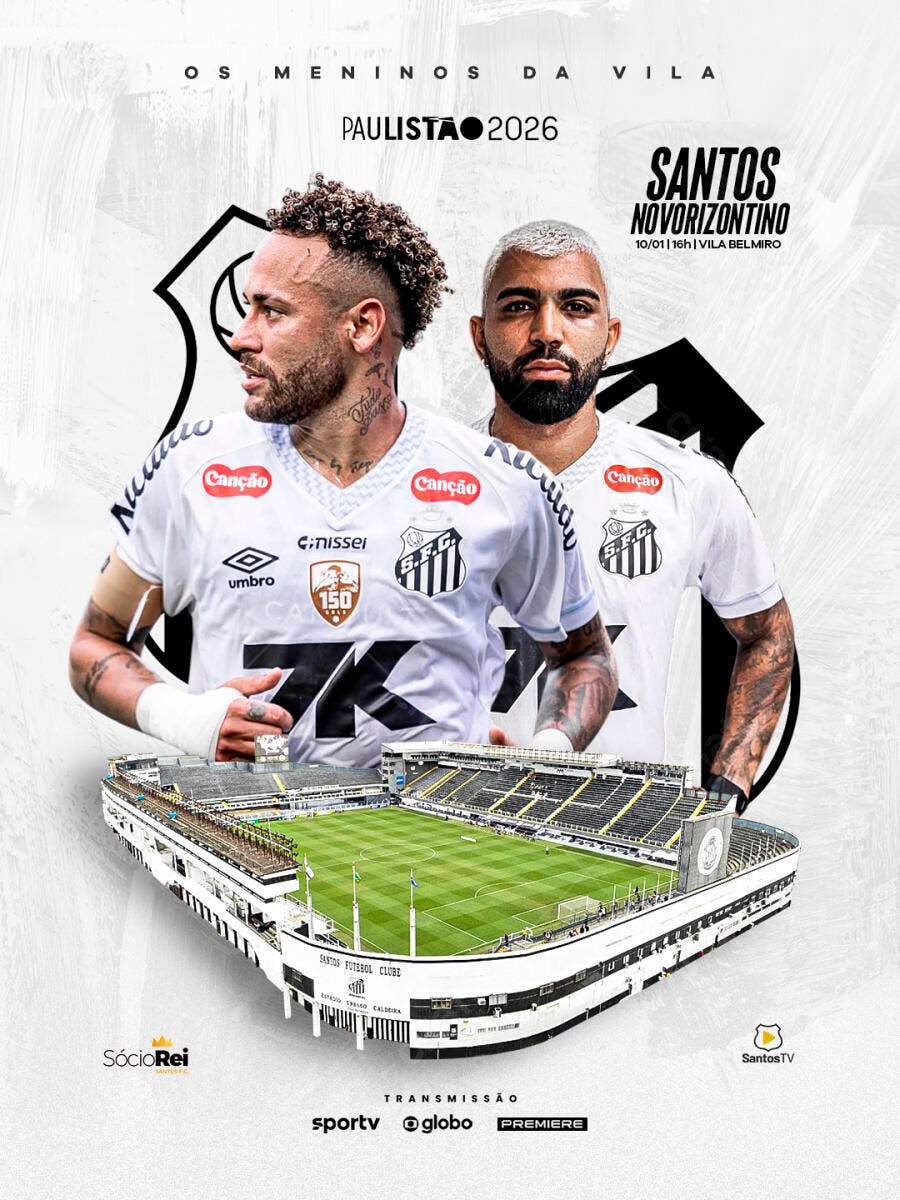 Flyer Jogo Santos Novorizontino Paulista com Neymar Gabigol PSD Editável
