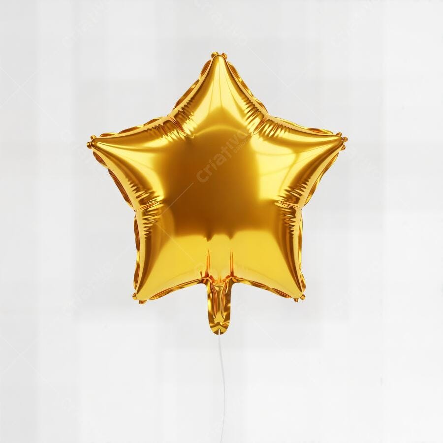 Balão metalizado dourado em formato de estrela para festa