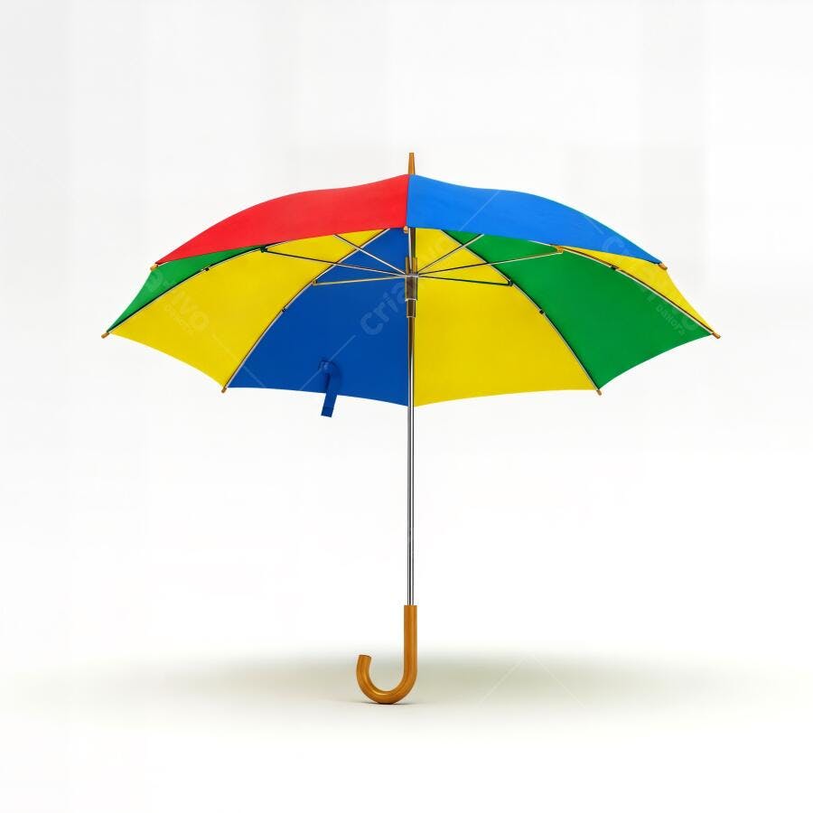 Guarda-chuva colorido vibrante com painéis vermelho azul amarelo e verde