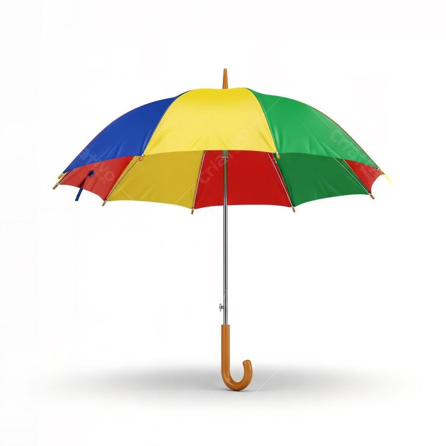 Guarda-chuva colorido vibrante aberto em fundo branco
