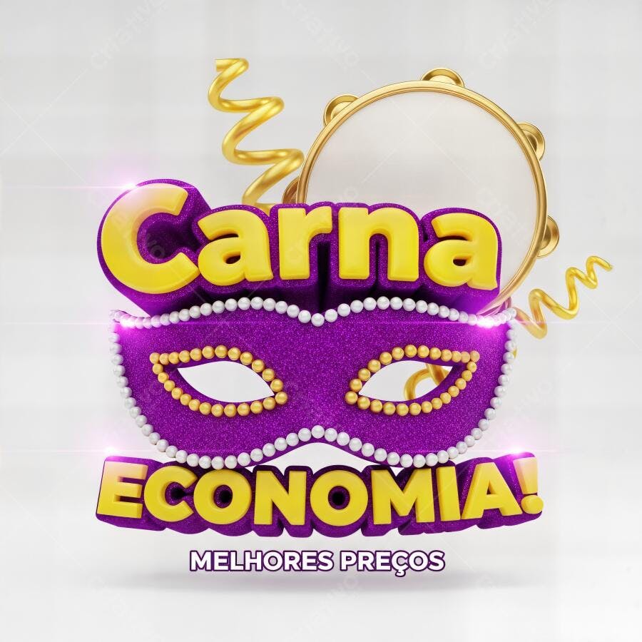 Máscara de carnaval roxa tamborim dourado economia celebração promoções