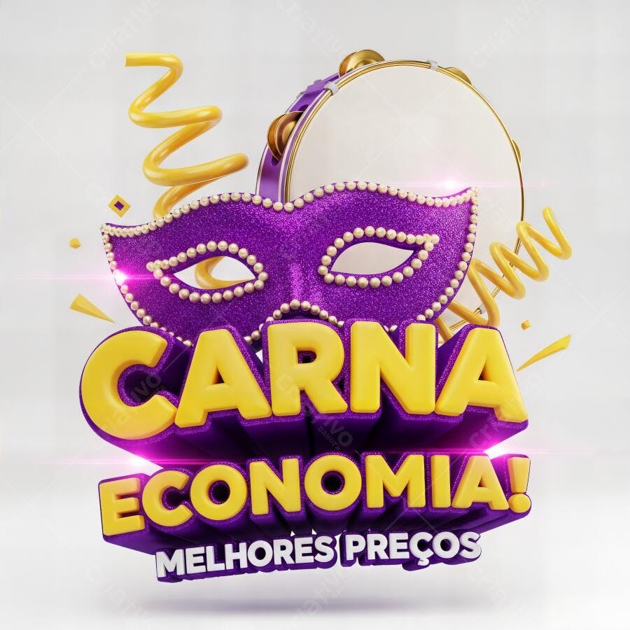 Máscara de Carnaval roxa texto Carna Economia Melhores Preços festa e descontos