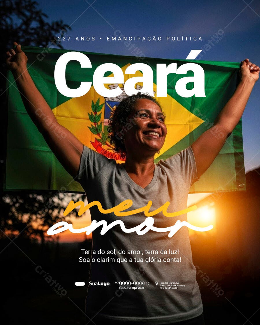 Flyer Ceará Meu Amor Emancipação Política PSD Editável