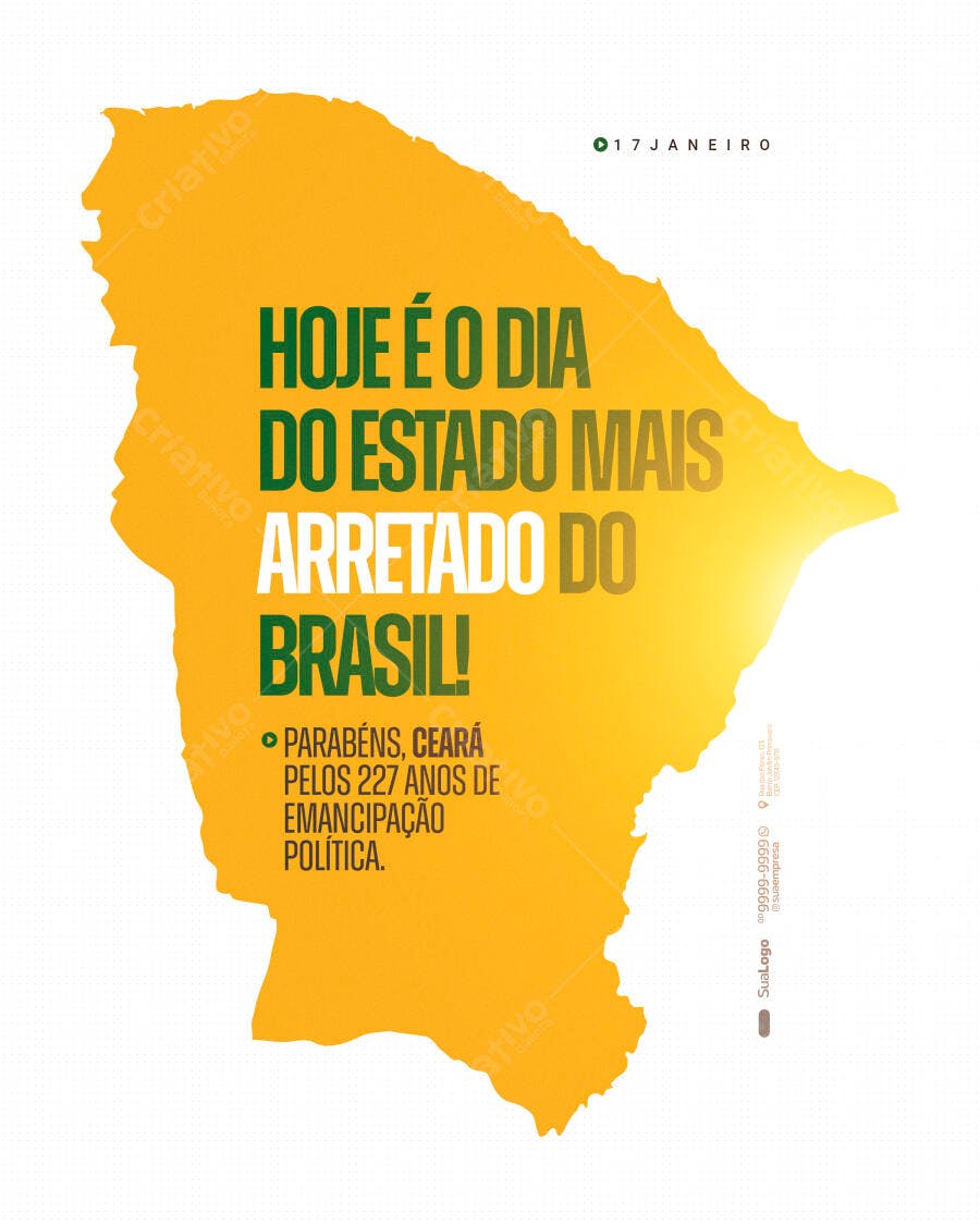 Post Redes Sociais Aniversário Ceará Emancipação Política PSD Editável