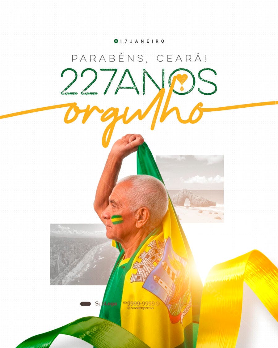 Flyer Aniversário Ceará 227 Anos Orgulho PSD Editável