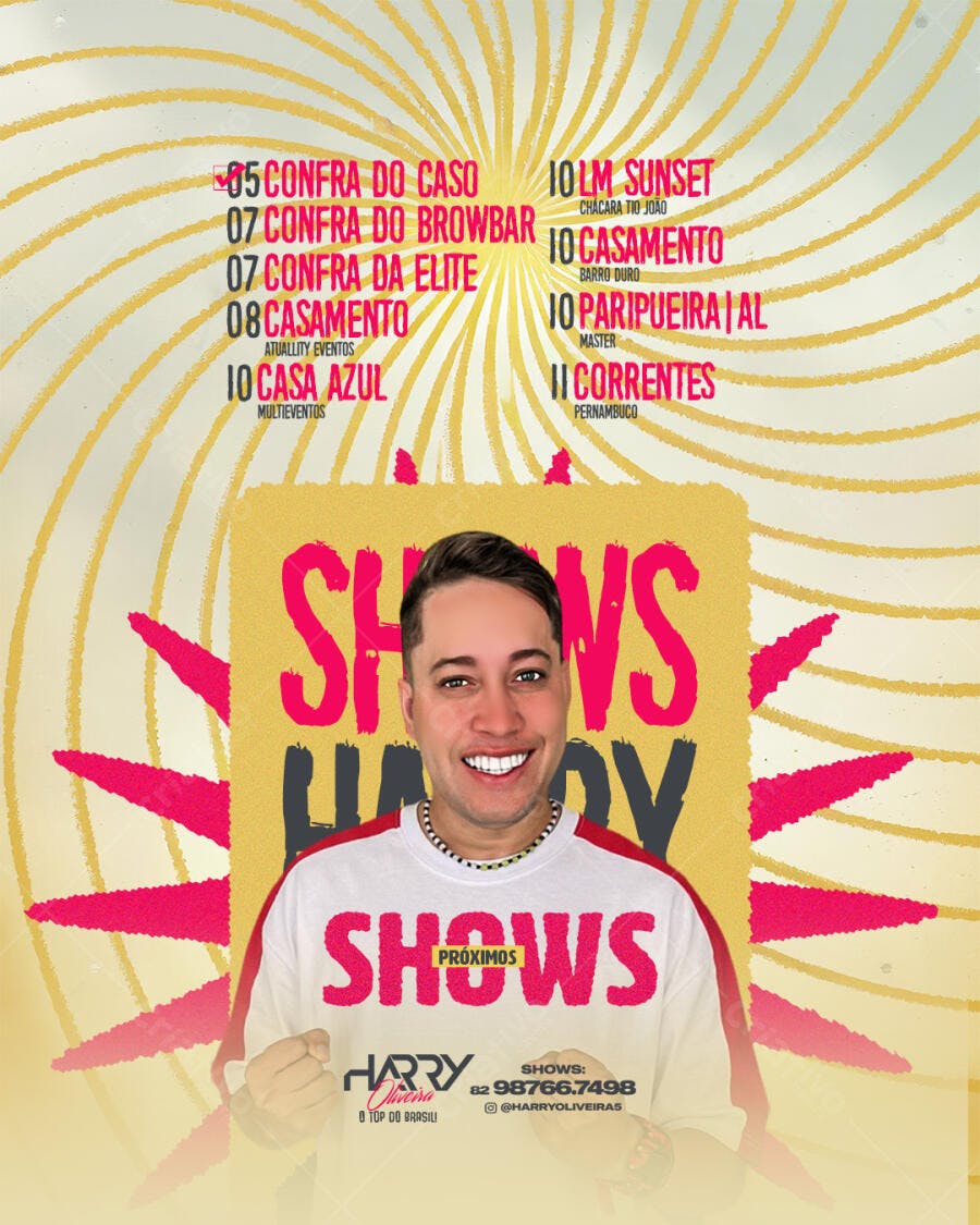Flyer Shows Harry Oliveira para Eventos e Casamentos PSD Editável