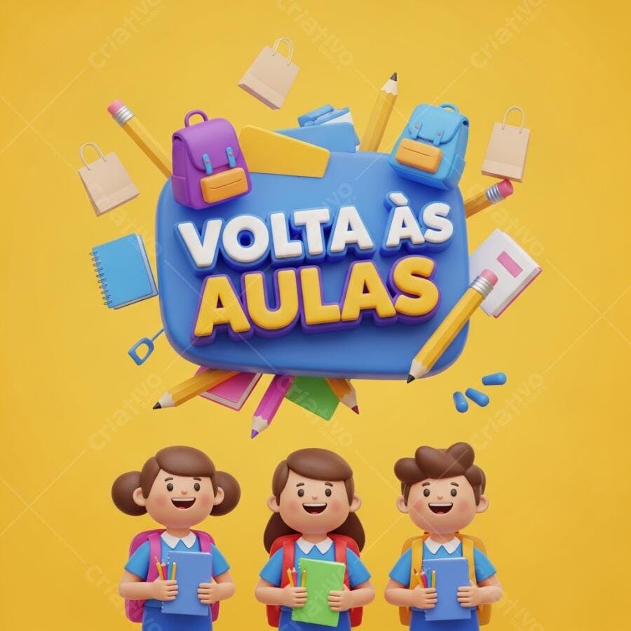 Crianças estudantes felizes em uniformes azuis prontos para a volta às aulas