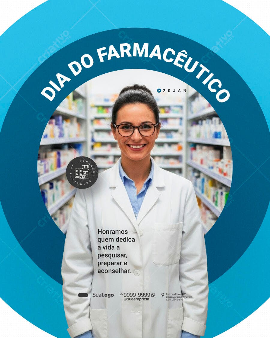 Flyer Dia do Farmacêutico PSD Editável
