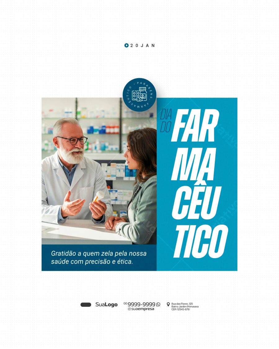 Post para Dia do Farmacêutico PSD Editável