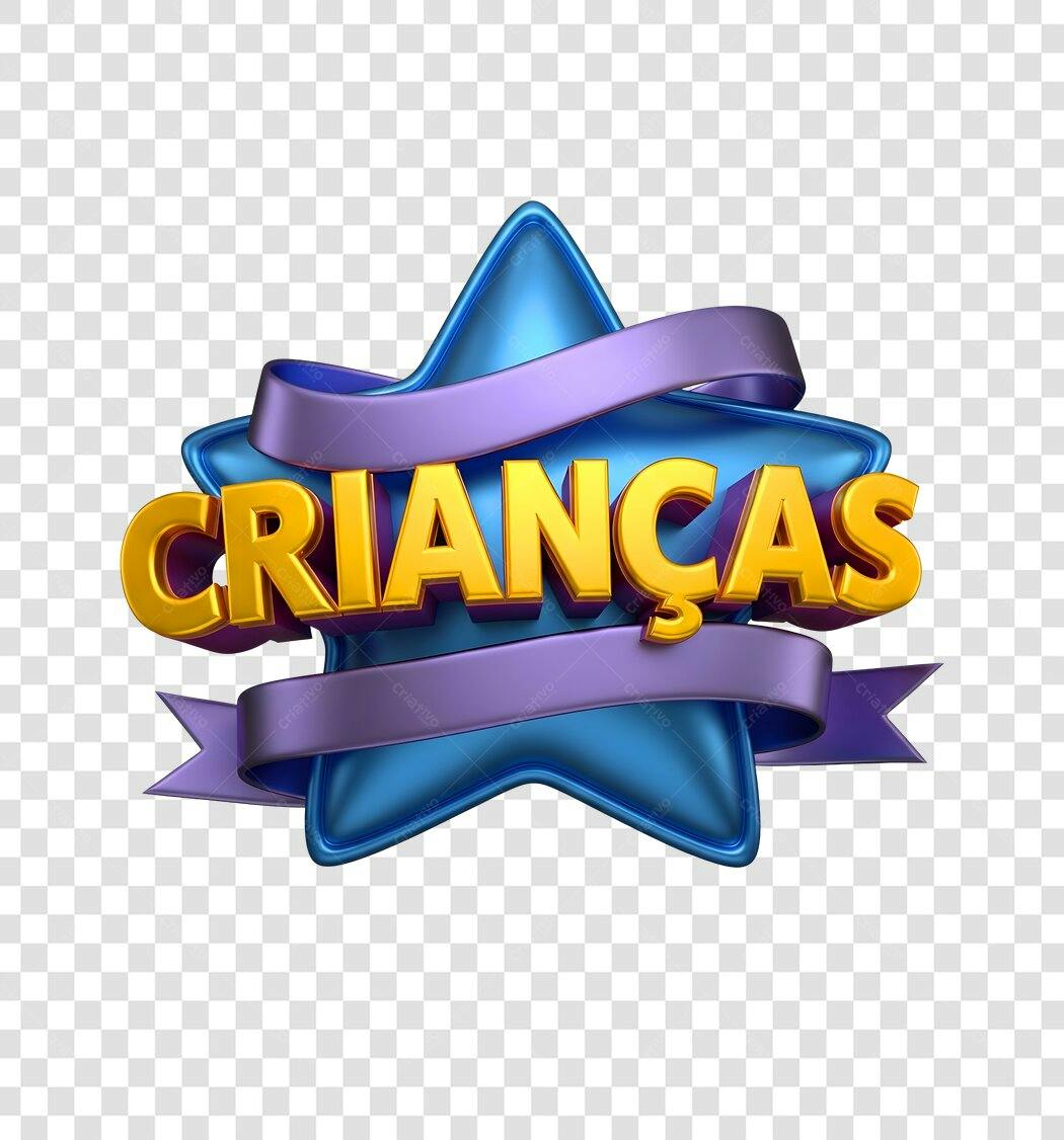 Elemento 3D Dia das Crianças 12 de Outubro Azul Dourado Roxo PNG com fundo transparente