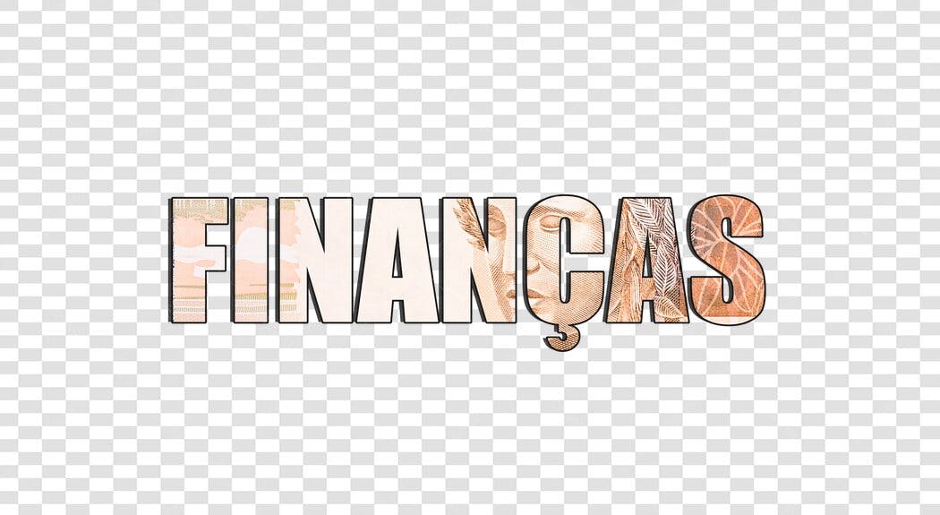 Título Finanças Mercado Financeiro com notas de Real PNG com fundo transparente