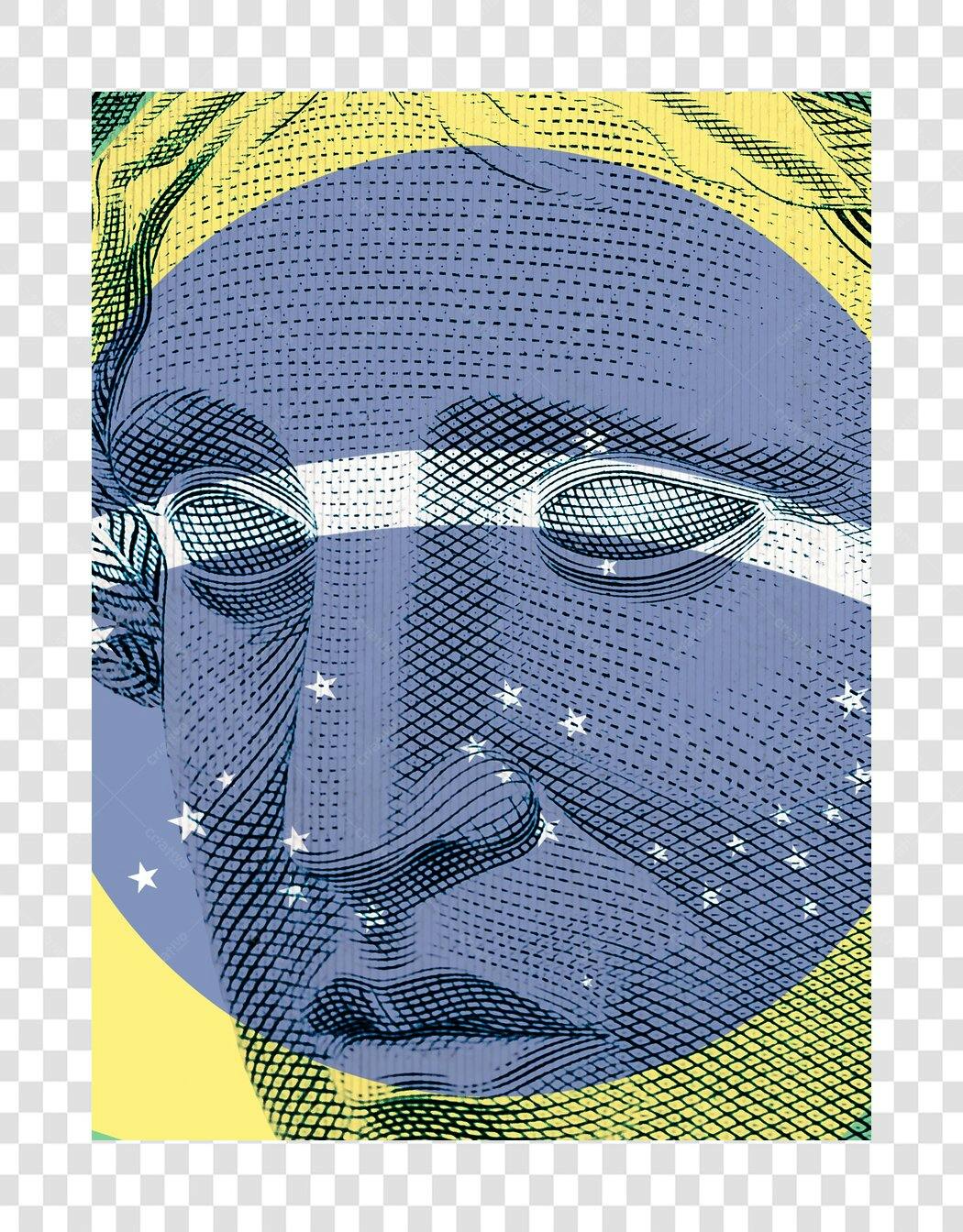 Ícone Patriótico Brasil Rosto Alegórico Azul Amarelo PNG com fundo transparente