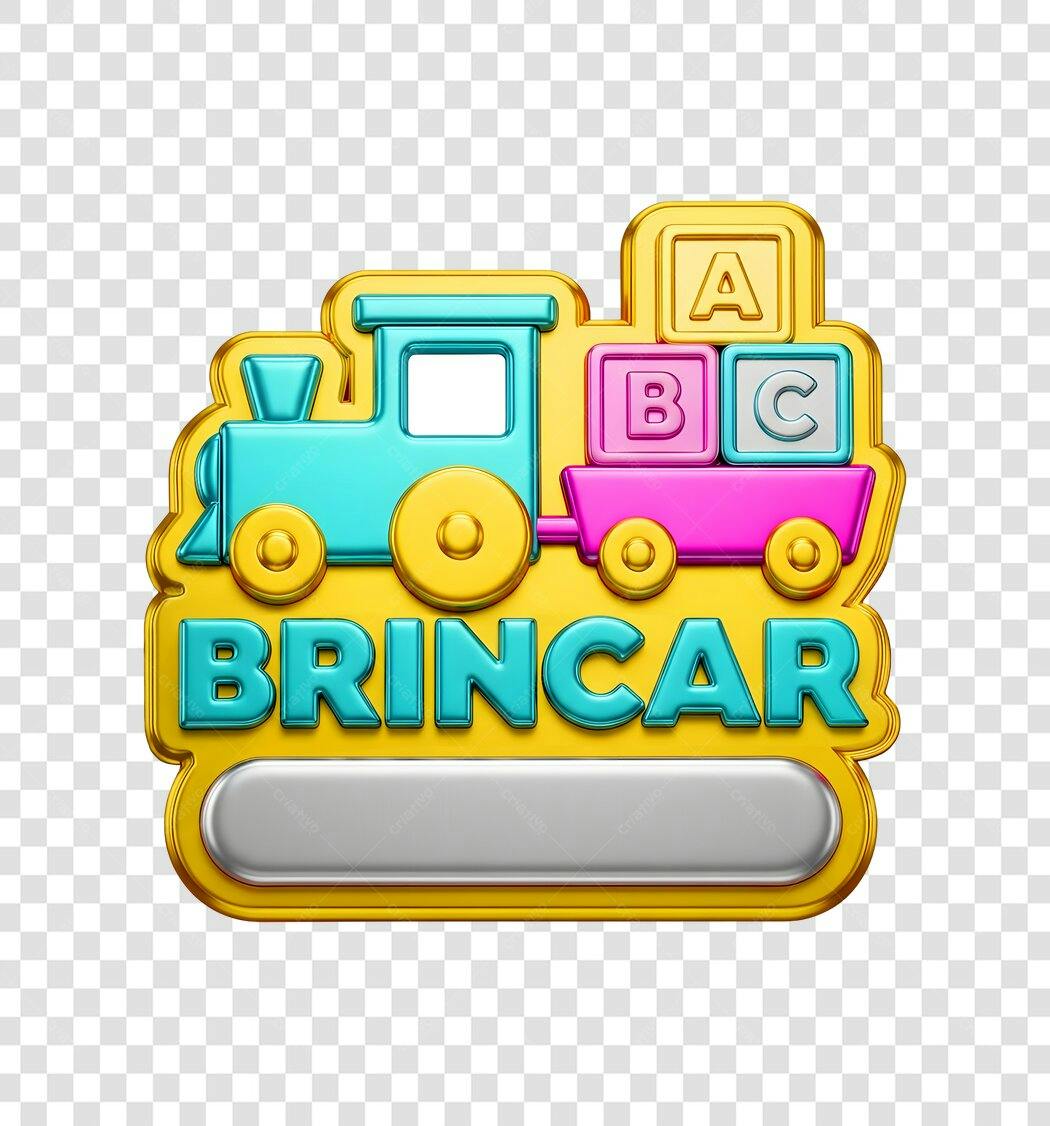 Gráfico 3D Brinquedo Trem Blocos Alfabeto Brincar Espaço Texto PNG com fundo transparente