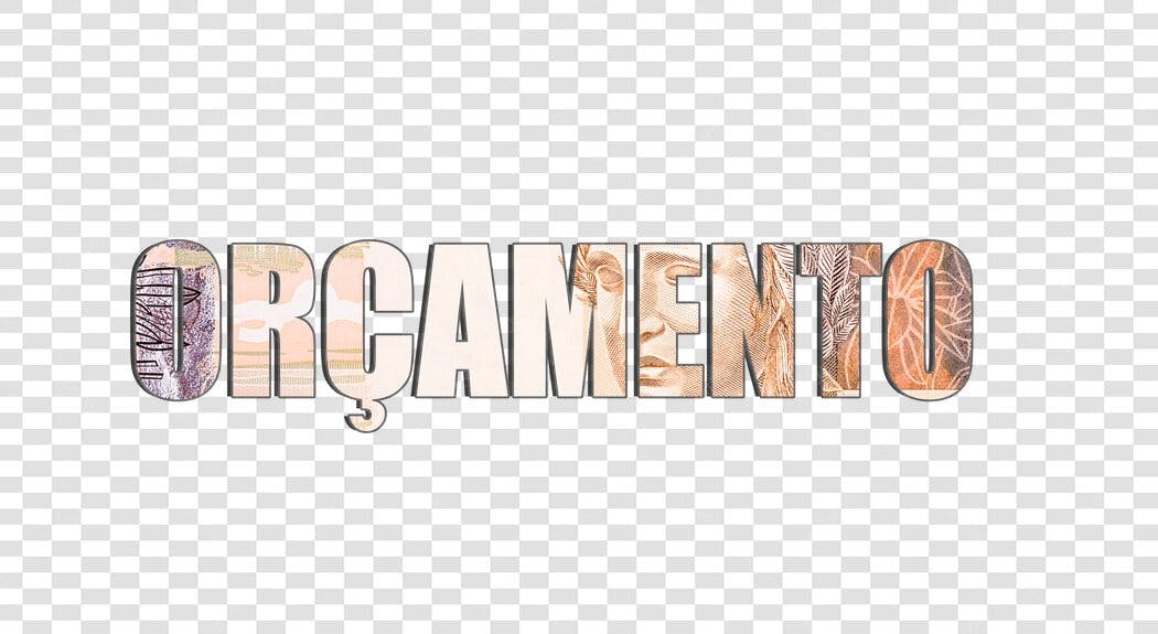 Elemento Gráfico Palavra Orçamento com dinheiro PNG fundo transparente