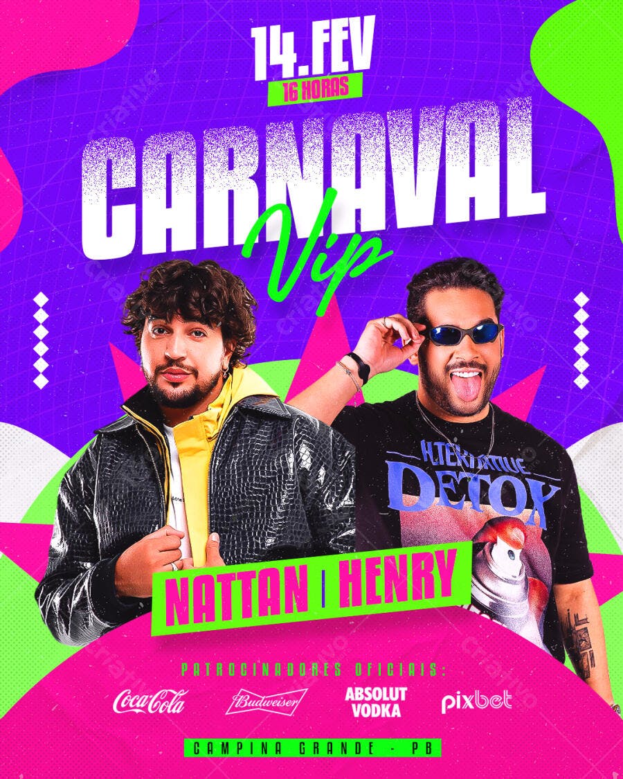 Flyer Carnaval VIP Nattan e Henry PSD Editável