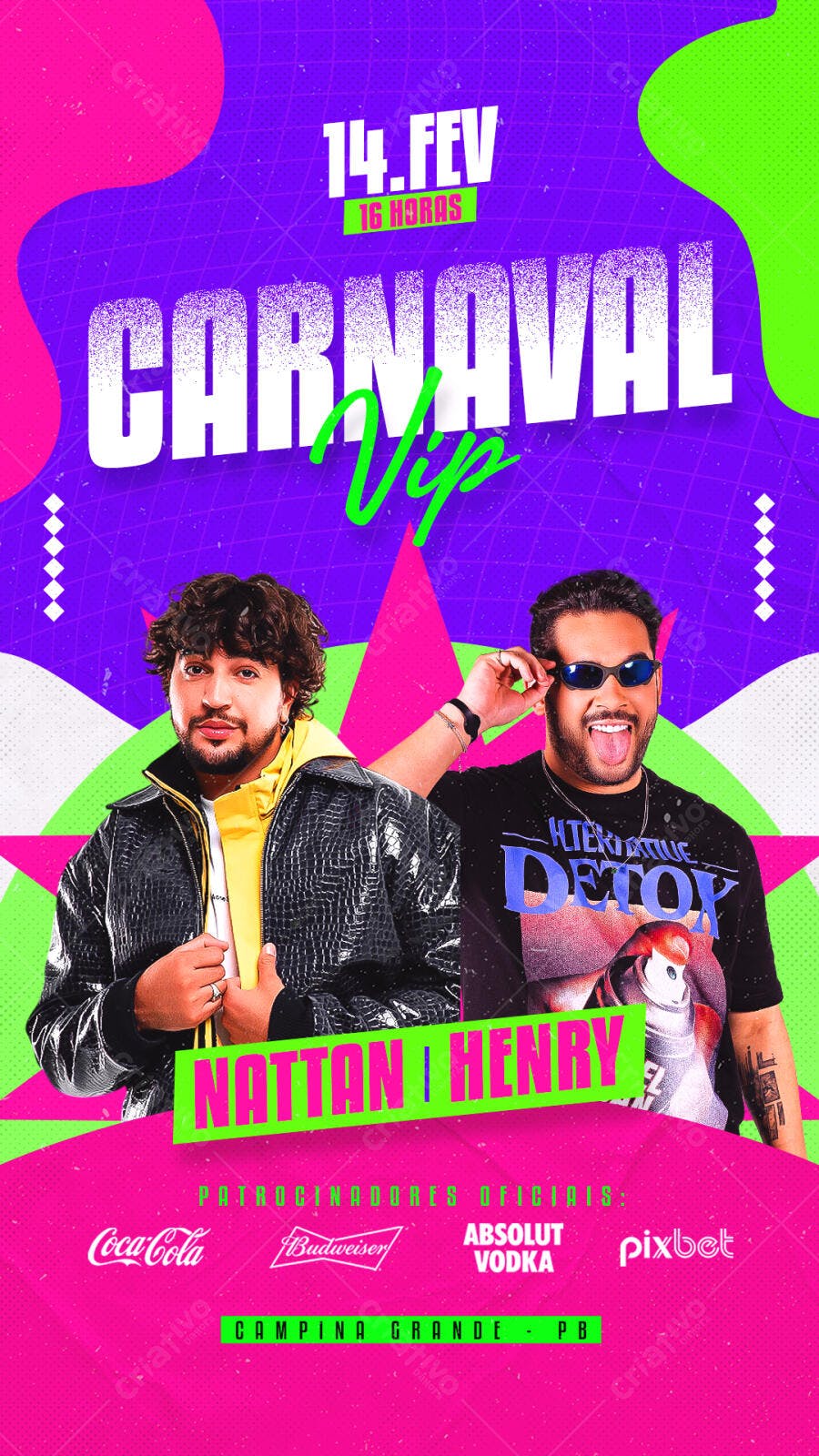 Flyer de Festa Carnaval VIP Nattan e Henry PSD Editável