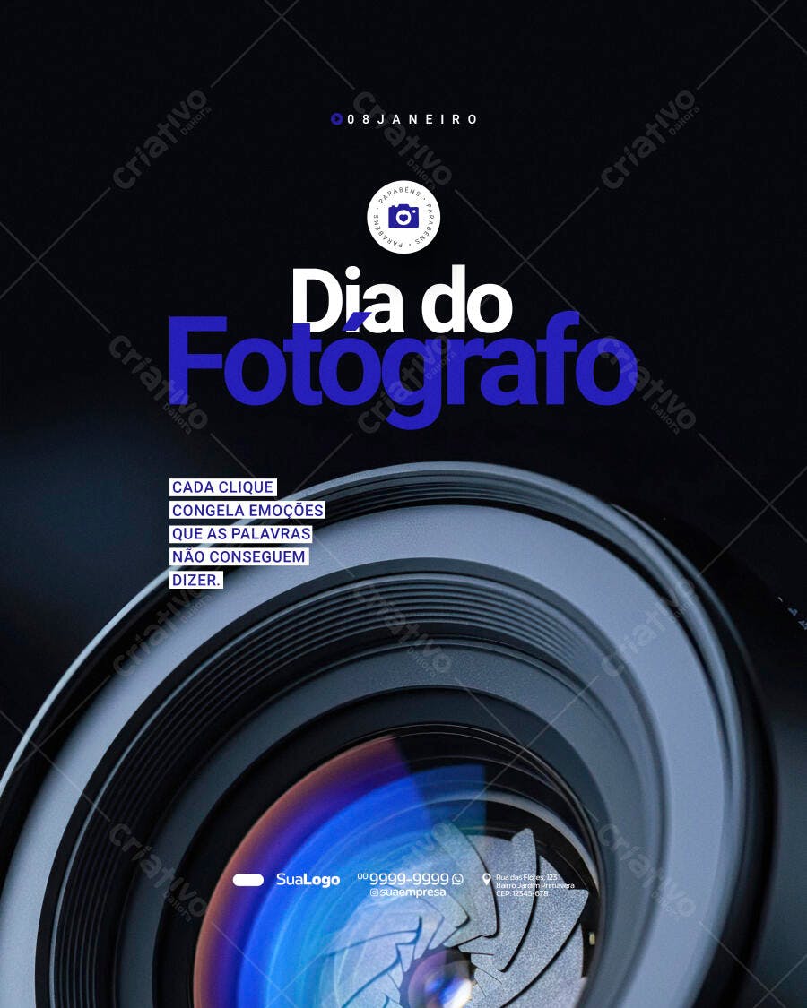 Flyer Dia do Fotógrafo 08 de Janeiro PSD Editável