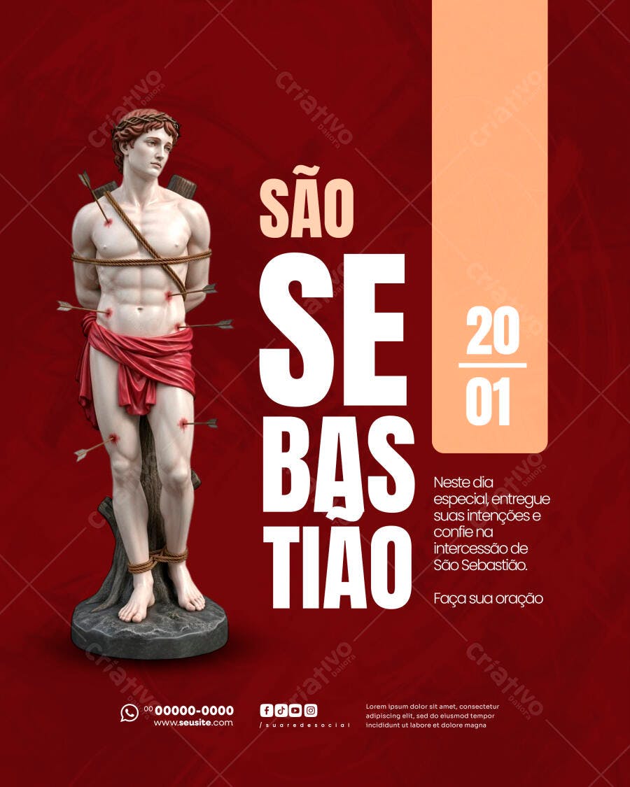 Flyer Religioso Dia de São Sebastião PSD Editável