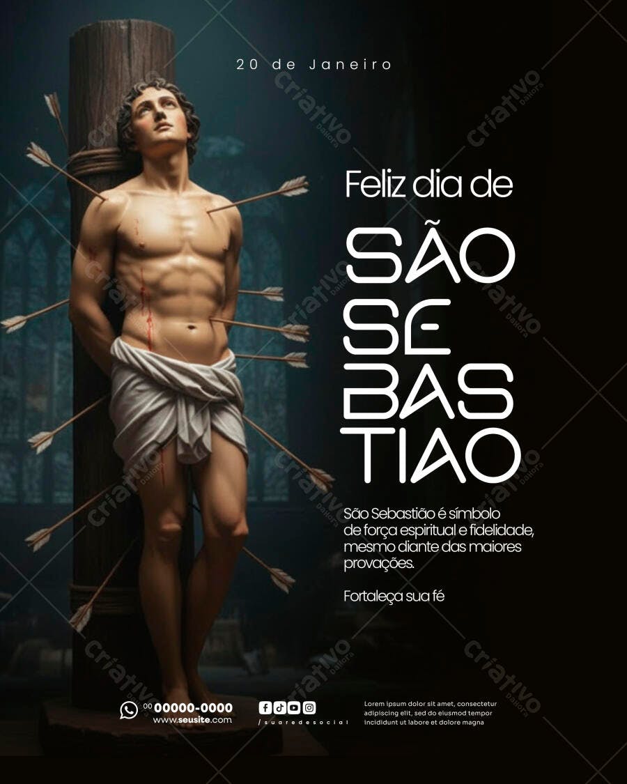 Flyer para Dia de São Sebastião 20 de Janeiro PSD Editável