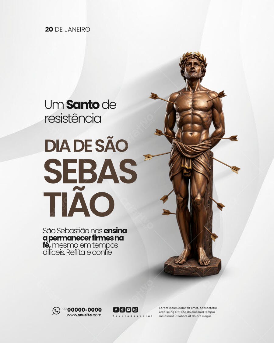 Flyer Dia de São Sebastião Santo de Resistência PSD Editável