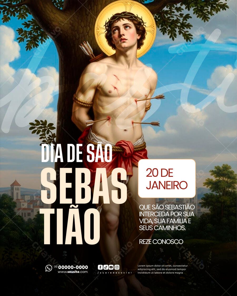 Flyer para Dia de São Sebastião 20 de Janeiro PSD Editável