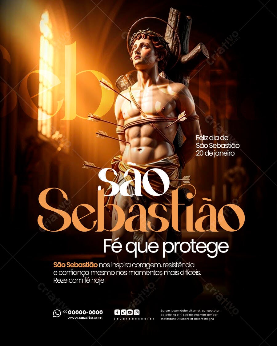 Flyer Dia de São Sebastião 20 de Janeiro PSD Editável