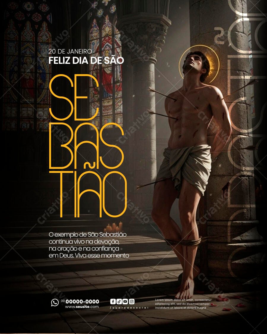 Flyer Religioso Dia de São Sebastião PSD Editável