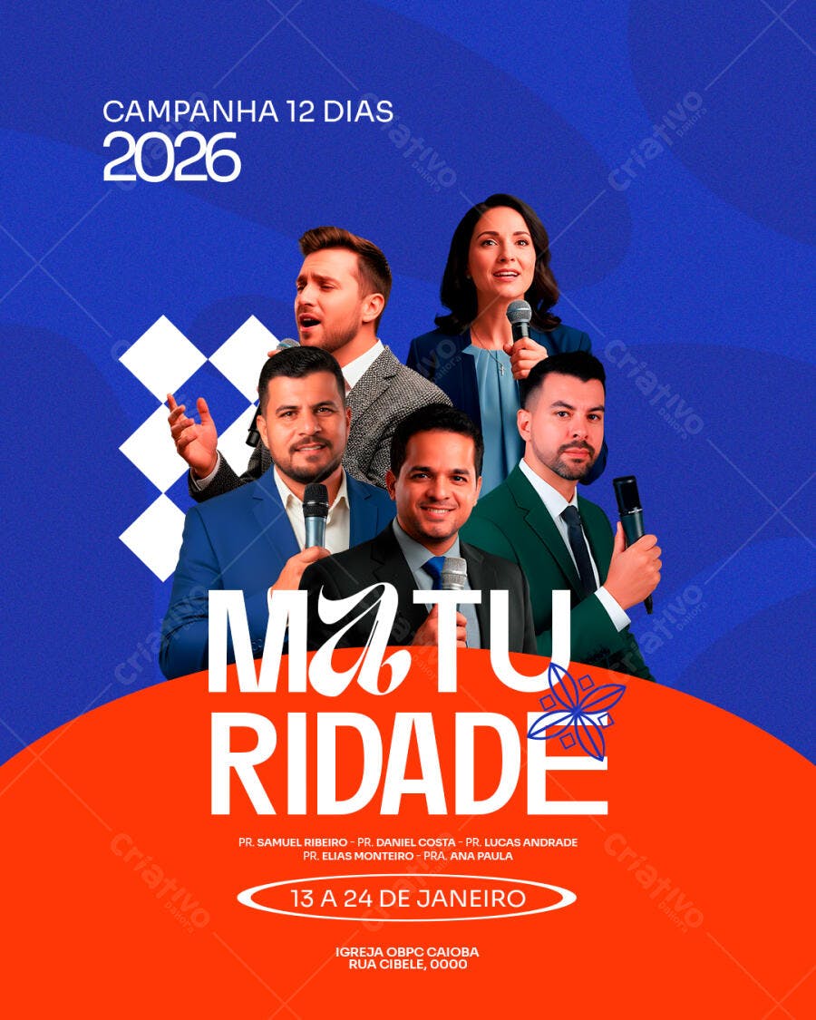 Flyer Campanha Maturidade com Pastores Igreja OBPC PSD Editável