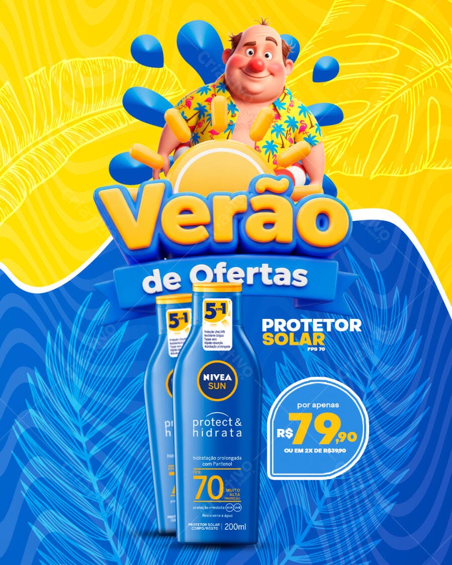 Flyer Verão de Ofertas Protetor Solar Nivea FPS 70 PSD Editável