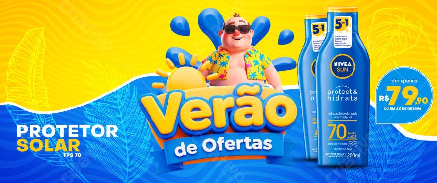 Flyer Verão de Ofertas Protetor Solar Nivea Sun FPS 70 PSD Editável