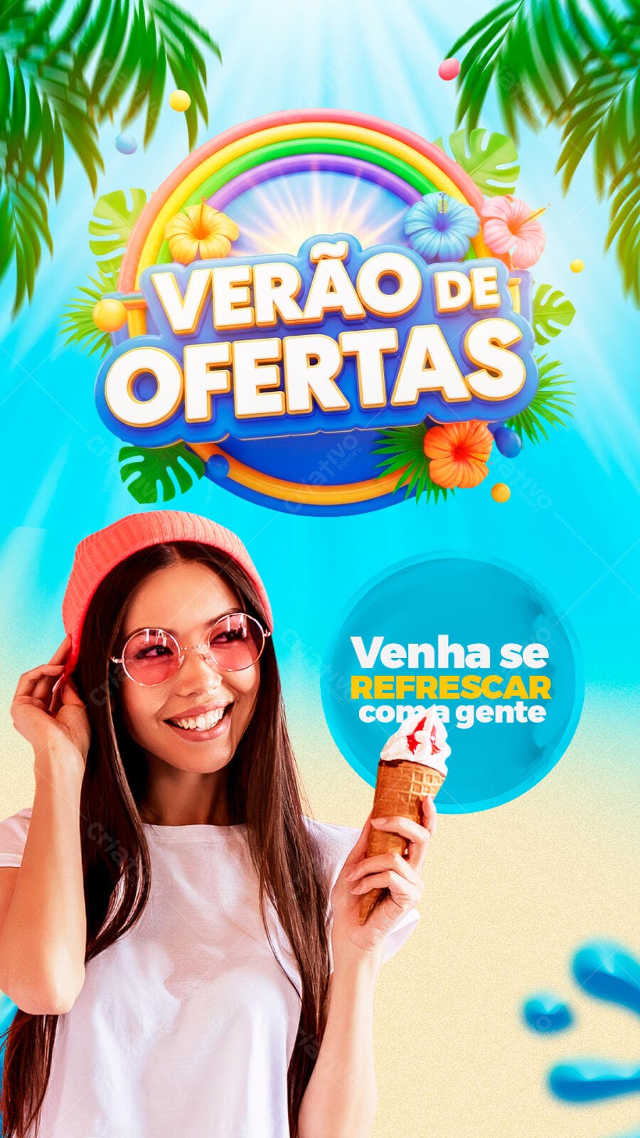 Story de Verão de Ofertas com Sorvete PSD Editável