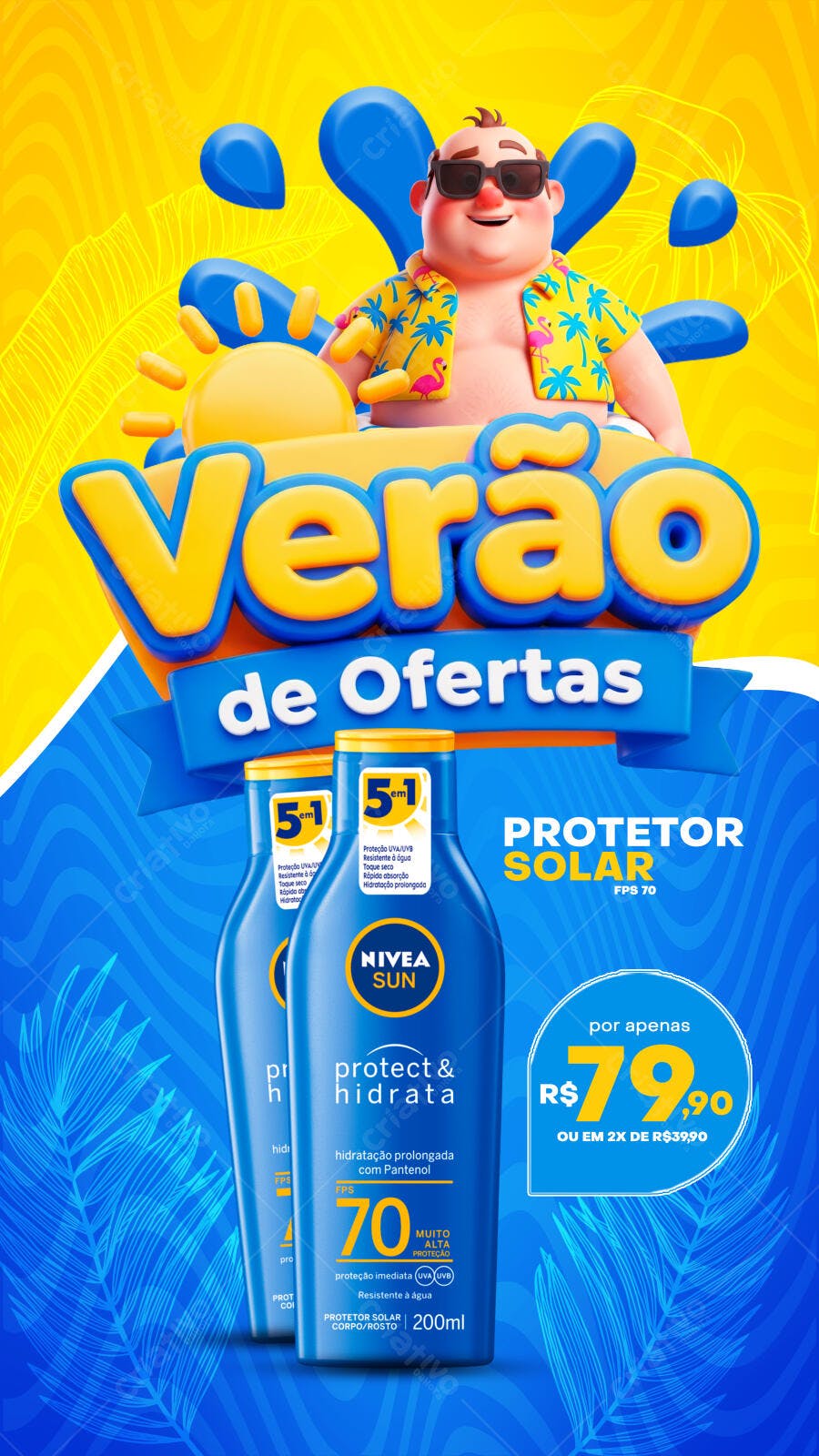 Flyer Verão de Ofertas Protetor Solar Nivea Sun PSD Editável