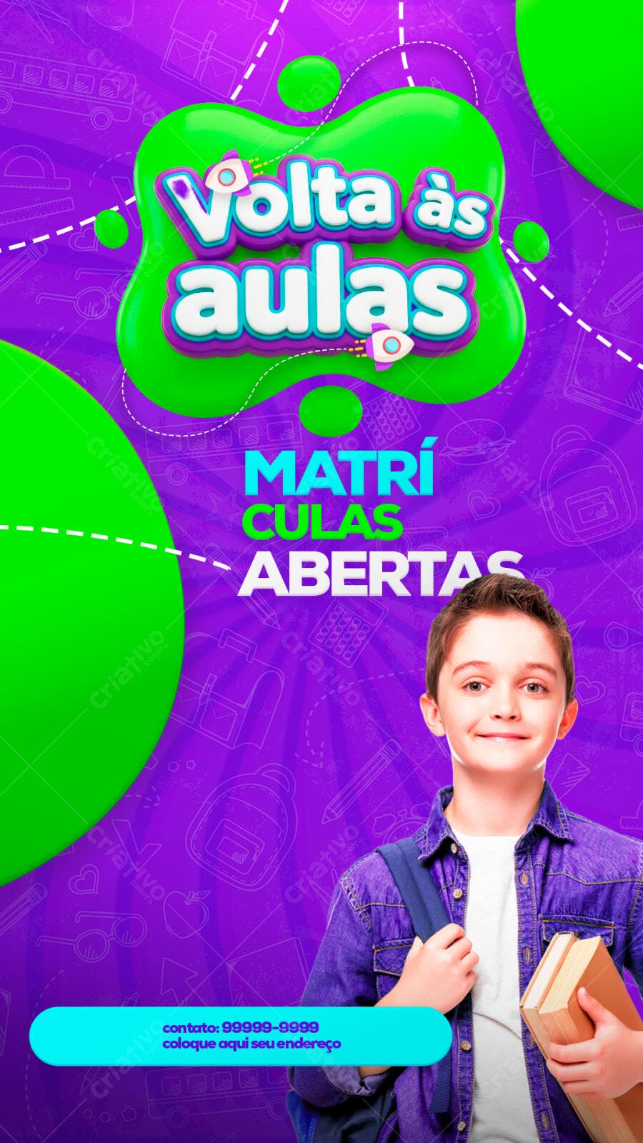 Post para Redes Sociais Volta às Aulas Matrículas Abertas PSD Editável