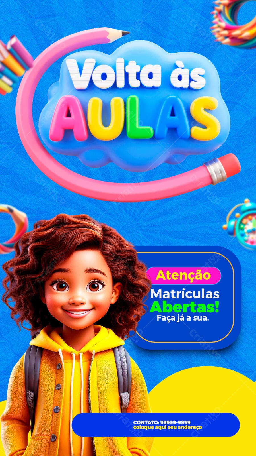 Flyer Volta às Aulas Matrículas Abertas PSD Editável