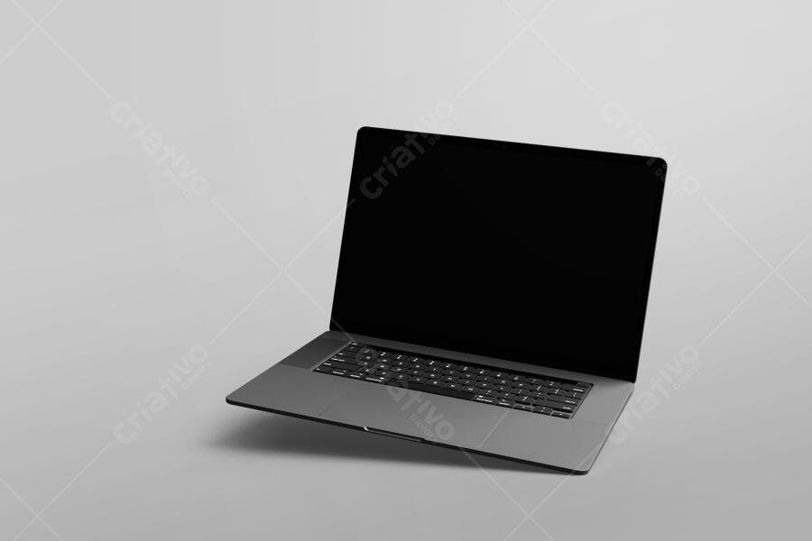 Mockup Notebook Flutuante Fundo Branco Minimalista Editável