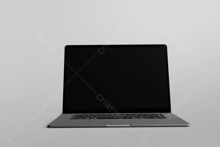 Mockup Notebook Frontal Fundo Branco Estúdio Editável