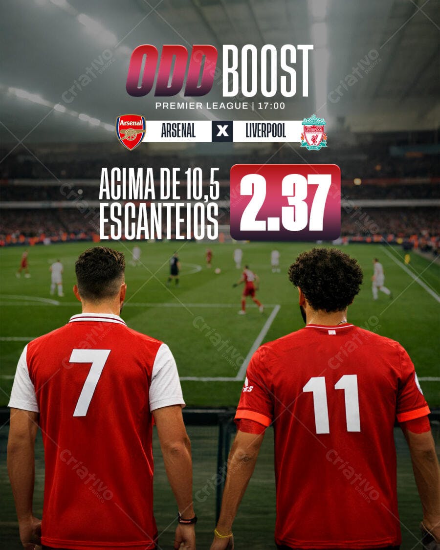 Flyer Futebol Arsenal Liverpool Premier League ODD BOOST PSD Editável