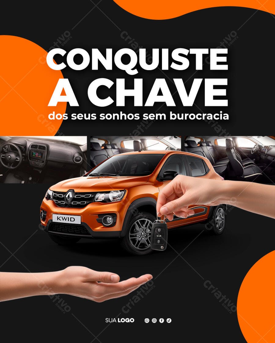 Post Instagram Carro Financiamento Automotiva PSD Editável