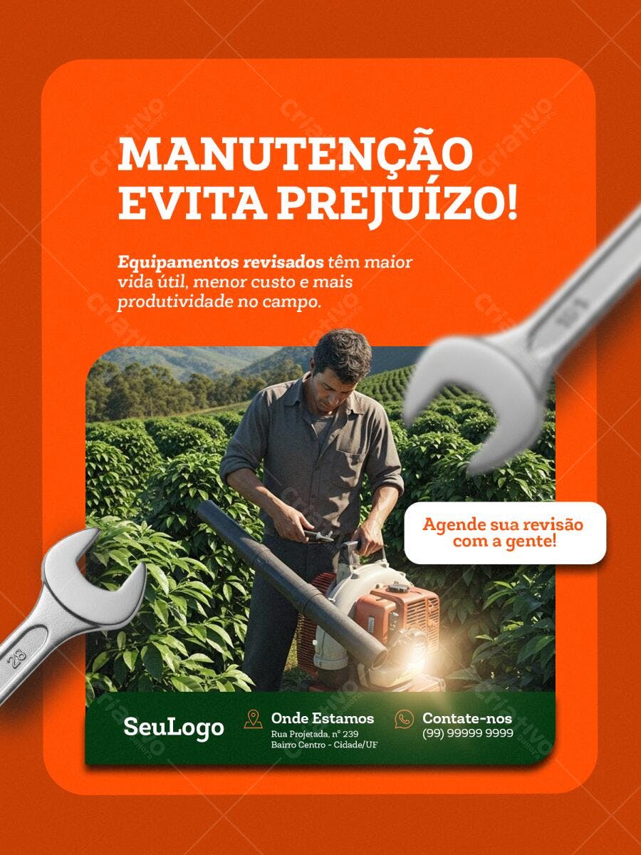 Post Instagram Manutenção Agrícola Rural PSD Editável