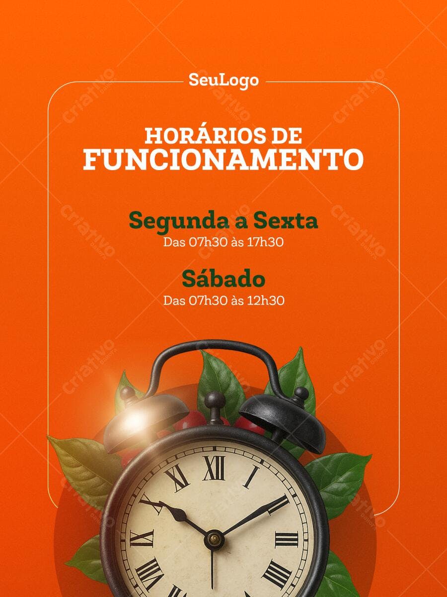 Post Horários de Funcionamento Lojas e Serviços PSD Editável